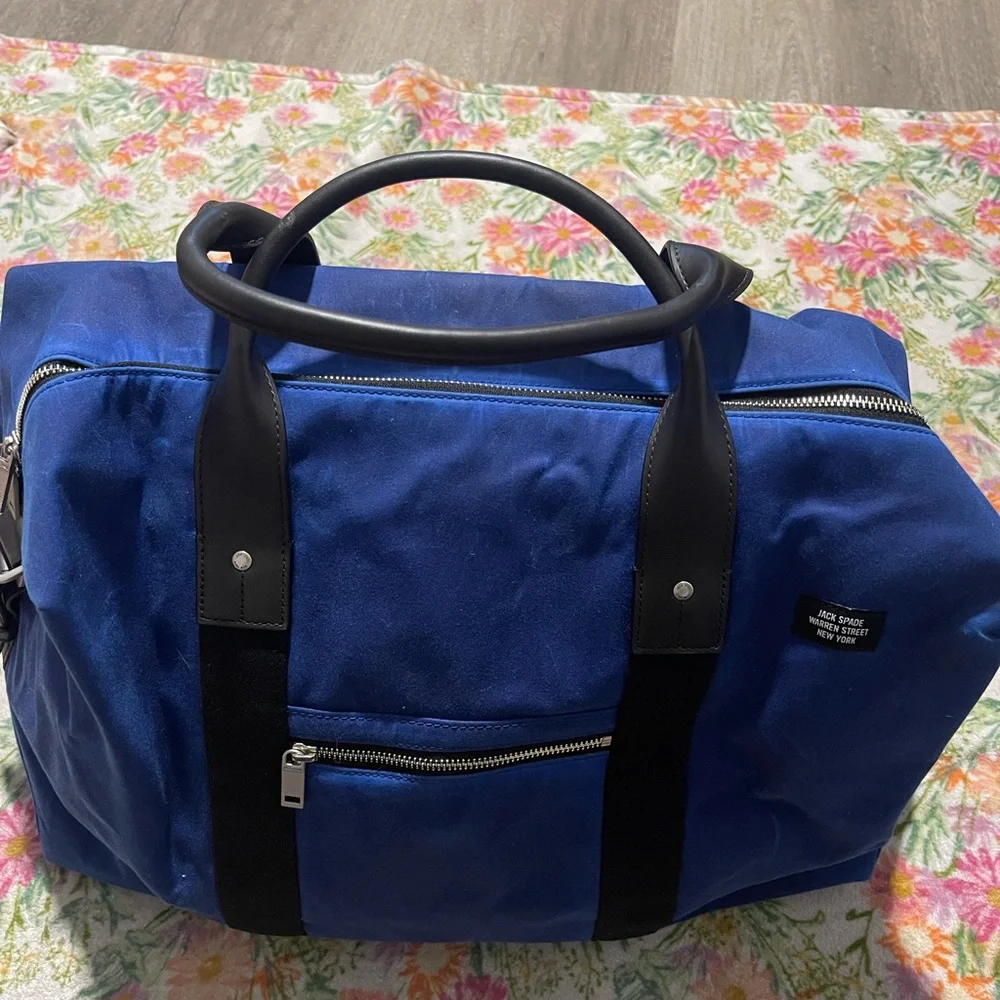 Jack Spade Blue Men's Canvas Weekender Duffel Bag